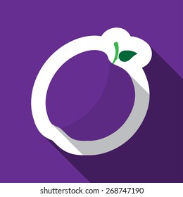 purple plum and long shadow on a violet background