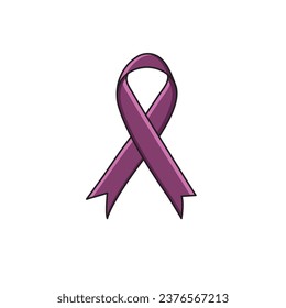Purple Plum Satin Ribbon Honors Caregivers For Cancer Awareness November Month Vector Illustration