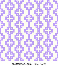 Purple plus sign and blossom pattern on pastel color. Sweet and vintage seamless pattern style for modern or graphic design