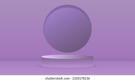 Podio morado y fondo abstracto mínimo , producto de visualización de podio estadio 3D , soporte para mostrar productos cosméticos ,ilustración 3d Vector EPS 10