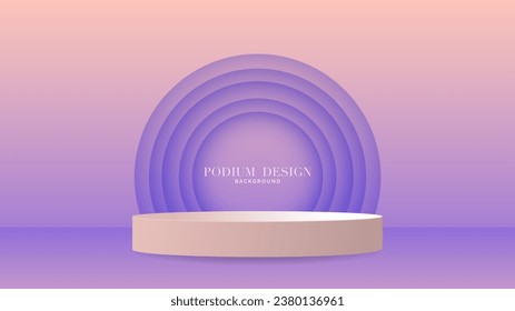 Púrpura fondo mínimo de podio , producto de visualización de podio estadio 3D , soporte para mostrar productos cosméticos ,ilustración 3d Vector EPS 10