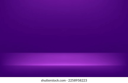 Purple podium for presentations. Realistic purple studio. Space for displaying products. Banner for advertise product on website. Vector illustration.