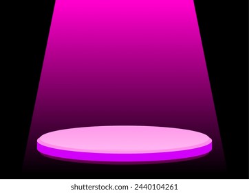 purple podium for product presentation. vector design. product illustration. empty circle podium and light purple from above