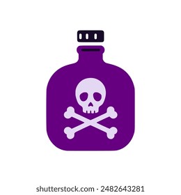 purple poison bottle with skull sign flat color vector illustration template design