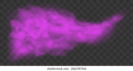 A purple poisonous cloud of smoke, smog or gas. Vector illustration isolated on transparent background.