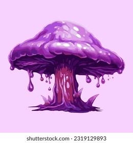 purple poisonous mushroom watercolor detailed illustration