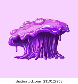 purple poisonous mushroom watercolor detailed illustration