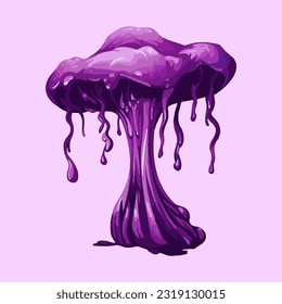 purple poisonous mushroom watercolor detailed illustration