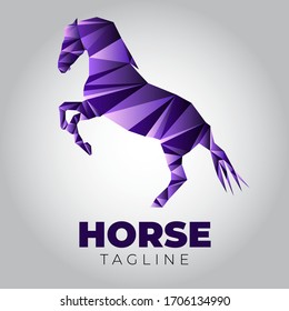 Purple poligonal horse template vector design. 