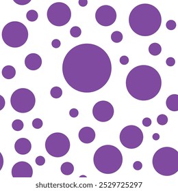 Purple polka dot vector seamless pattern on a white background.