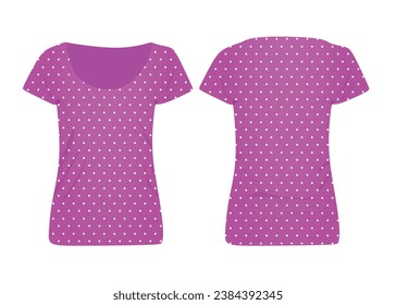 Purple polka women t shirt. vector illustration