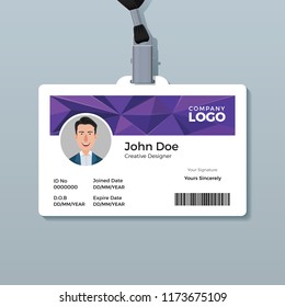 Purple Polygon ID Card Template