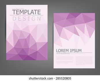 Purple polygonal brochure template flyer background design for A4 paper size with white space for text and message design