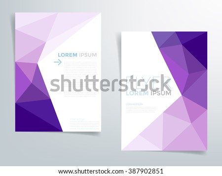 Purple polygonal brochure template flyer background design for A4 paper size with white space for text and message design