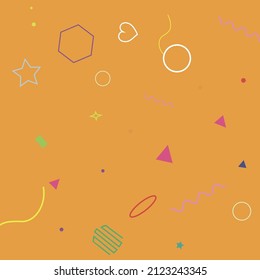 Purple Polygonal Circle Square Bright Ring Zigzag Illustration. Wave Blue Orange Violet Simple Colorful Rectangle Simple Hipster Art. Green Stars Hearts Yellow Pink Red Pastel Geometry Illustration.