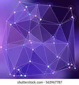 Purple polygonal image, which consist triangles. Triangular pattern for your business design. Geometric background style. Vector illustration EPS 10 crystalline form with edge lines and vertex point