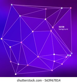 Purple polygonal image, which consist triangles. Triangular pattern for your business design. Geometric background style. Vector illustration EPS 10 crystalline form with edge lines and vertex point