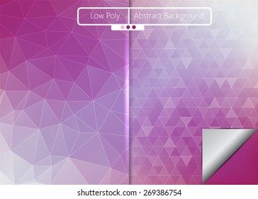 Purple Polygonal, Triangular Low Poly on Blue Abstract Background, 2 Different Styles, Vector Illustration