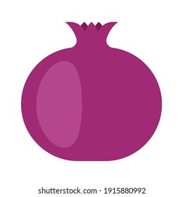 Granada morada. La forma del fruto del granate. Silueta vectorial, fruta para el diseño, decoración.