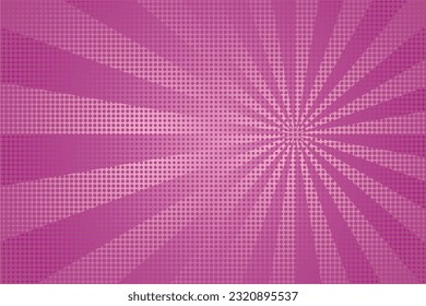 Fondo de arte pop morado. Rayos de explosión horizontal, estilo retro grunge con patrón de medio tono.