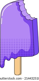 Purple popsicle melting on stick illustration