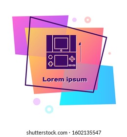 Purple Portable video game console icon isolated on white background. Gamepad sign. Gaming concept. Color rectangle button. Vector Illustration