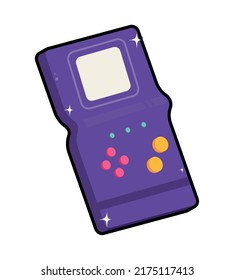 purple portable video game over white