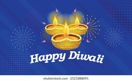 A purple poster with a banner that says happy Diwali on.