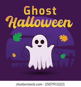 a purple poster with a ghost on it that says ghost