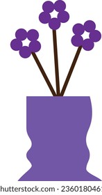  purple pot with flower vector icon design template