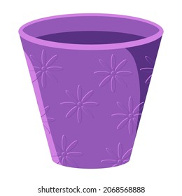 Purple pot for plant vector cartoon illustration isolated on a white background.