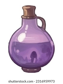 purple potion in bottle retro style isolated