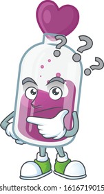Purple potion cartoon mascot style with confuse gesture