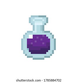 Purple potion pixel art. Vector Picture. 