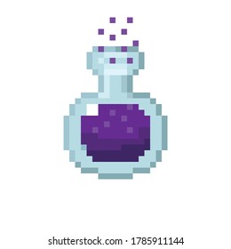 Purple potion pixel art. Vector Picture. 