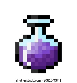 Purple potion pixel art. Vector Picture. 