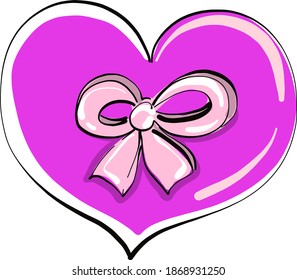Purple present heart, illustration, vector on white background.