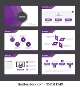 Purple presentation template Infographic elements flat design set for brochure flyer leaflet marketing advertising