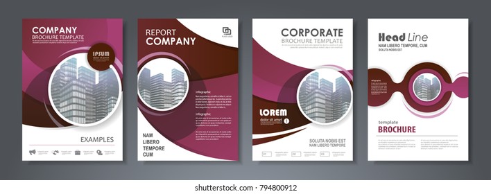 Purple presentation template set for business annual report, corporate marketing,  corporate report, creative flyer and leaflet, advertising, brochure,  banner, slideshow, booklet, background.