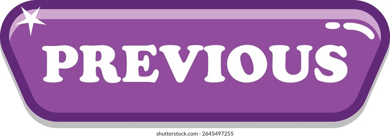 Purple Previous button, with glossy style and colorful, suitable for mobile and web games. Can be used for website and app button.