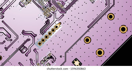 Purple printed circuit board (PCB) with no components fit (Macro)