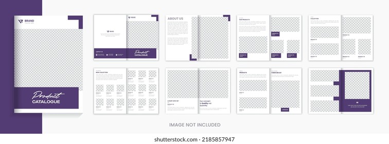 Purple Product Catalog Brochure Design 16 Pages Vector