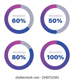 Purple Progress Charts Data Vectorart