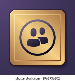 Purple Project Team Base Symbol einzeln auf violettem Hintergrund. Unternehmensanalyse und -planung, Beratung, Teamarbeit, Projektmanagement. Goldquadrat-Taste. Vektorgrafik