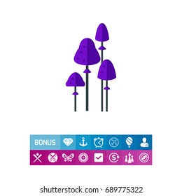 Purple psilocybin mushrooms vector icon