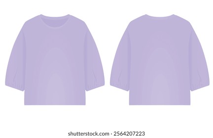 Purple  puff sleeve t shirt. vector