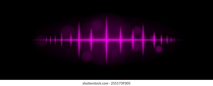 Purple pulse wave. Dynamic glowing waveform, sharp spikes, futuristic light design, energy signal, abstract illumination, modern decor, minimalistic visual effect