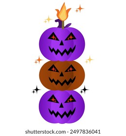Purple pumpkin candle shape Halloween