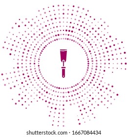 Icono de cuchillo morado putty aislado en fondo blanco. Herramienta de reparación de espátulas. Instrumentos de embalaje o pintura. Puntos aleatorios del círculo abstracto. Ilustración vectorial