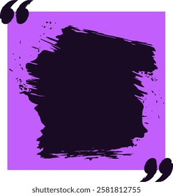 Purple quote box with black grunge brush stroke and quotation marks is perfect for social media posts, blog articles, website banners, and marketing materials